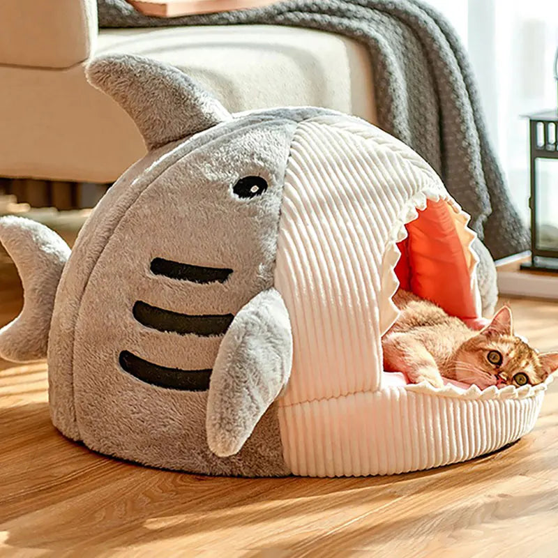 Warm Shark Cave Pet Bed