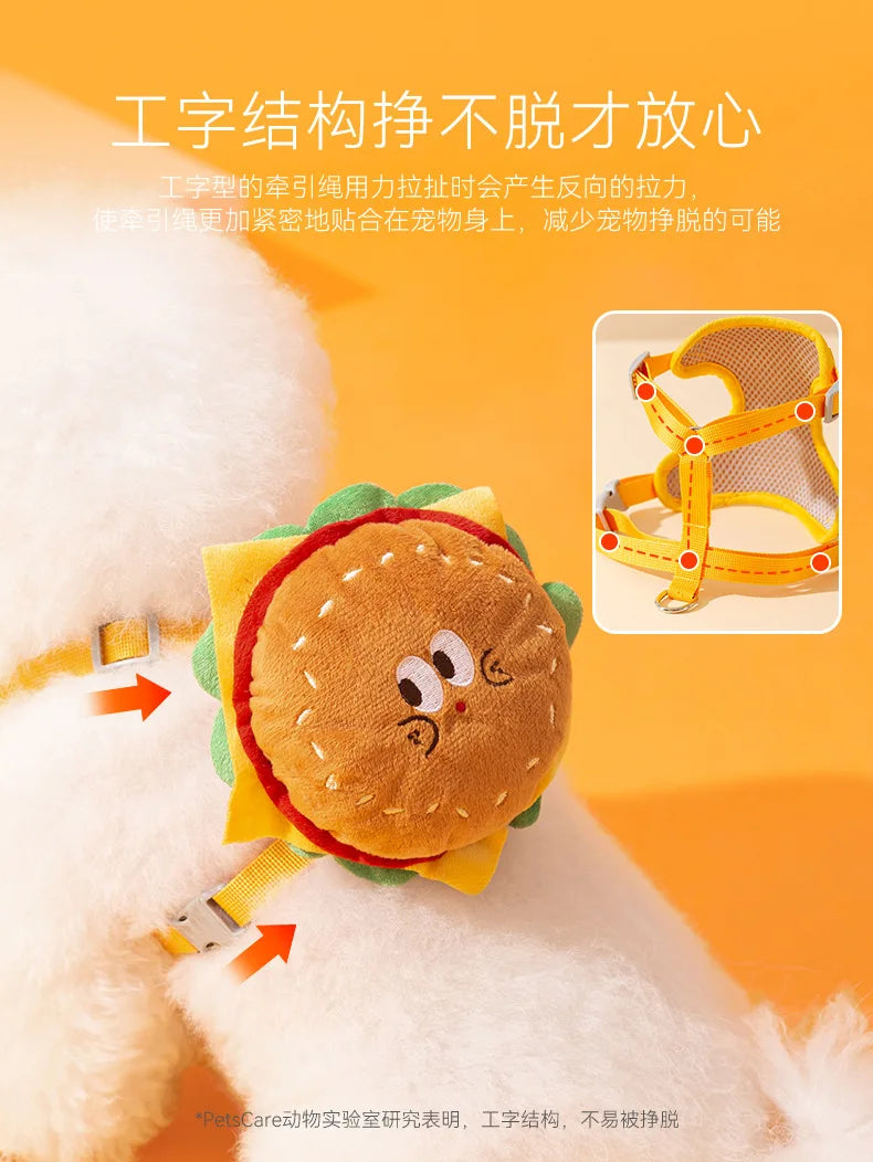 Burger & Fries Pet Leash Vest