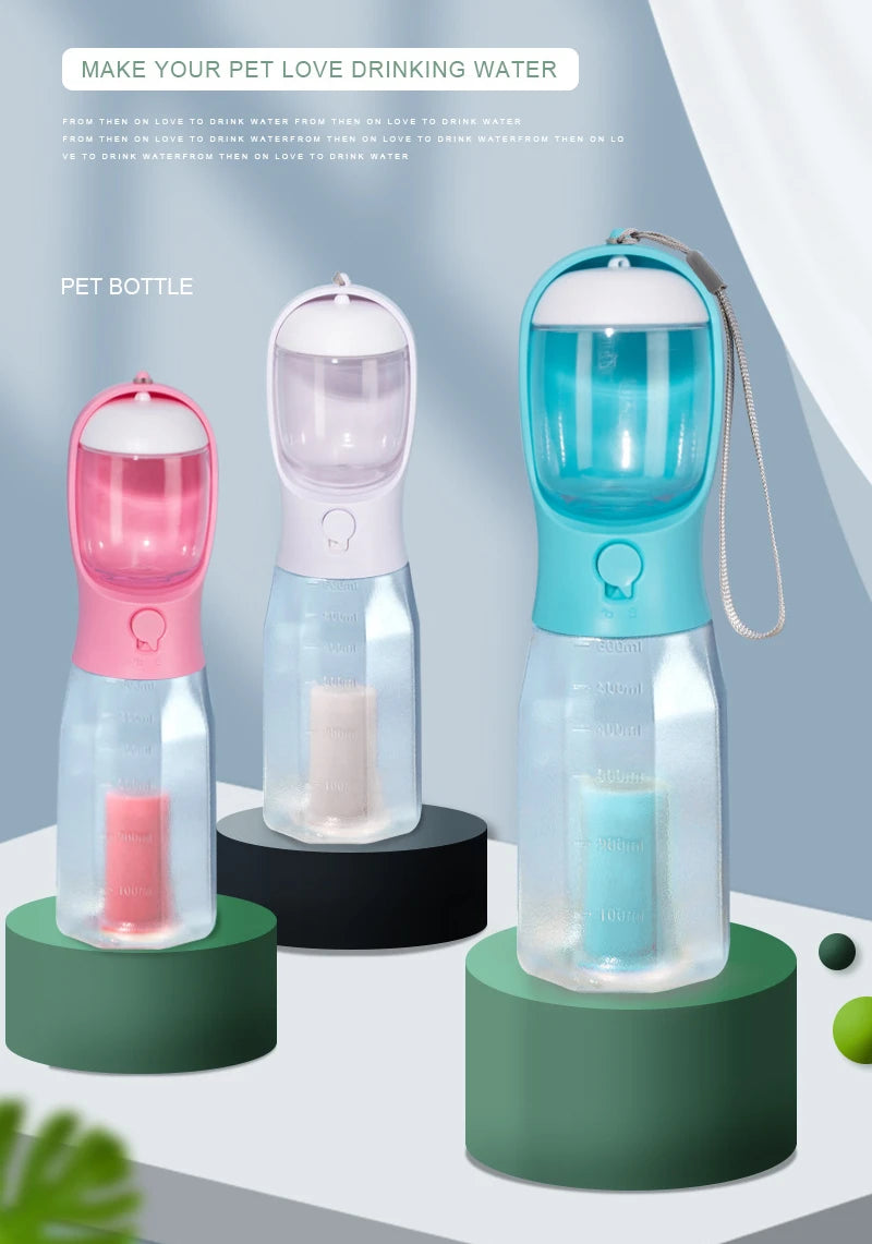 Portable Dog Water Bottle with Poop Bag