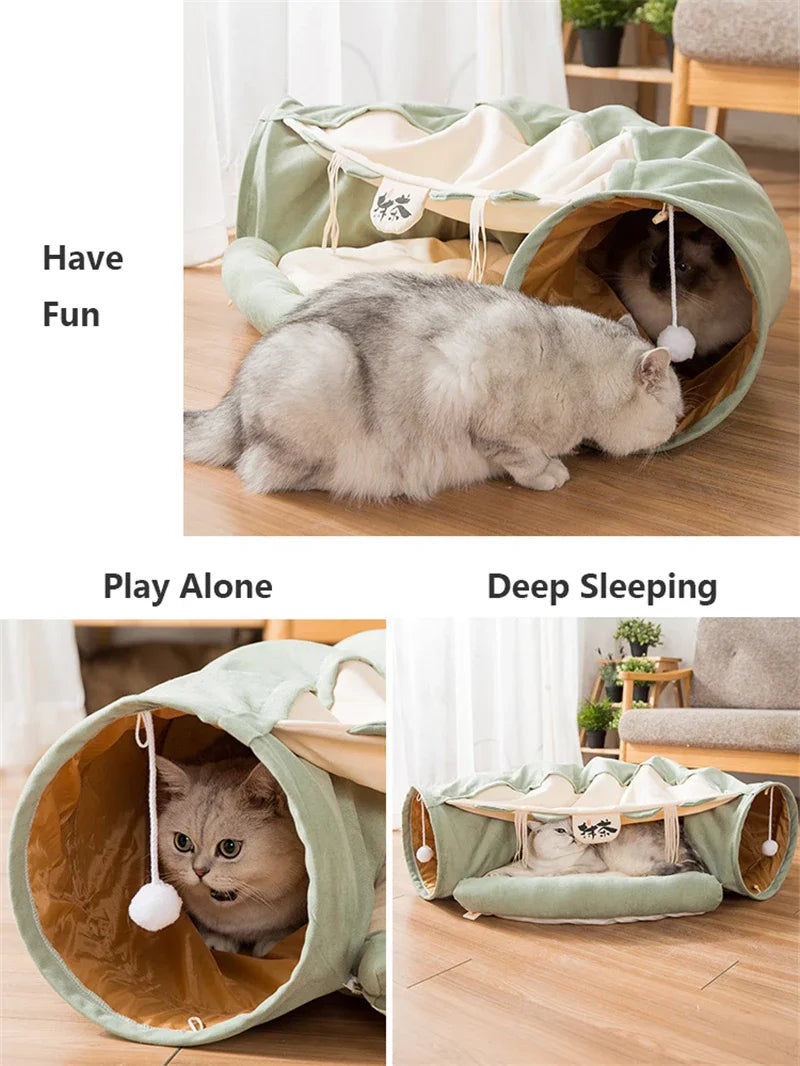 2-in-1 Cat Tunnel Bed