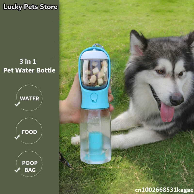 Portable Dog Water Bottle with Poop Bag