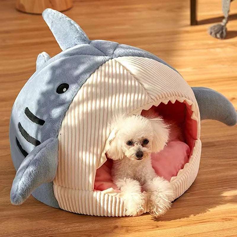 Warm Shark Cave Pet Bed