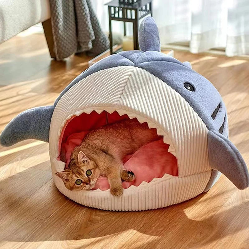 Warm Shark Cave Pet Bed