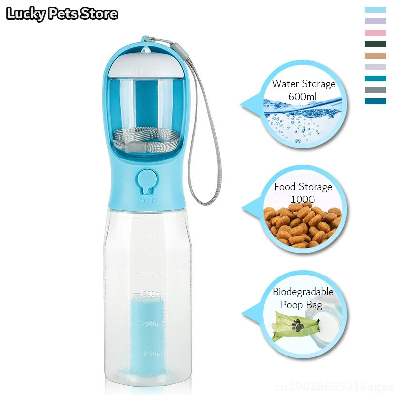 Portable Dog Water Bottle with Poop Bag