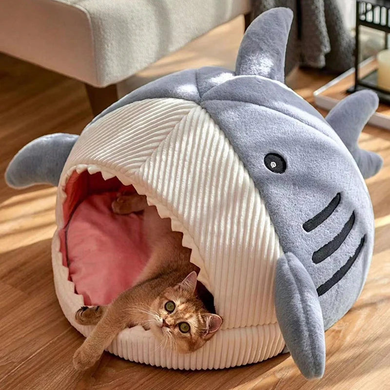 Warm Shark Cave Pet Bed