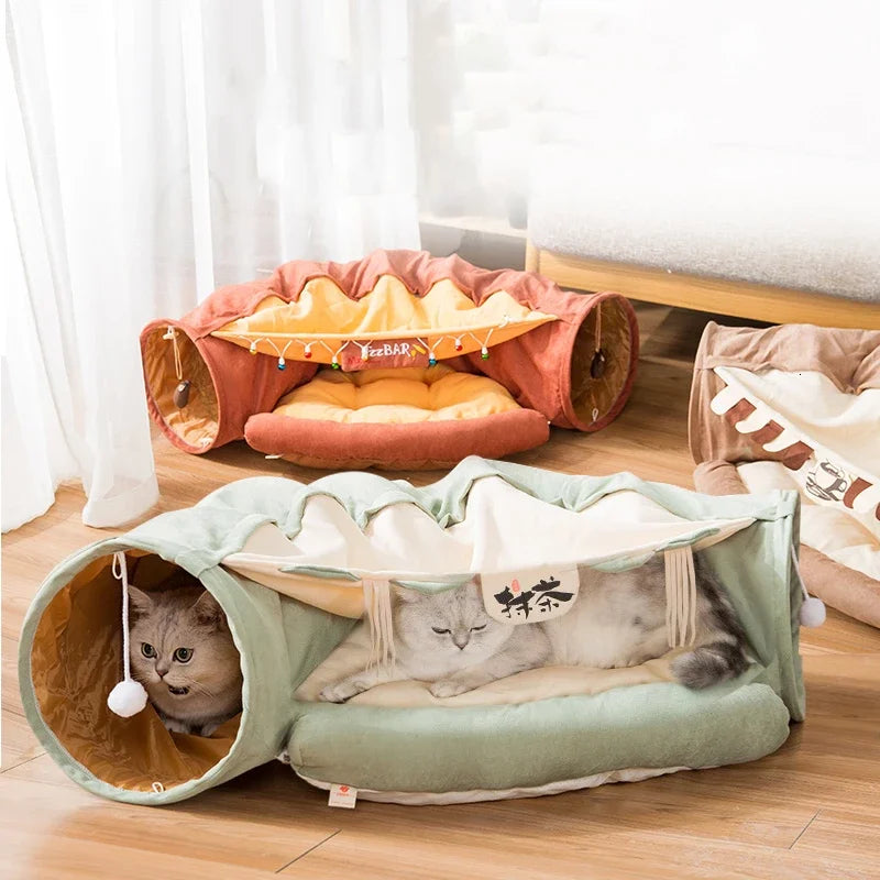 2-in-1 Cat Tunnel Bed