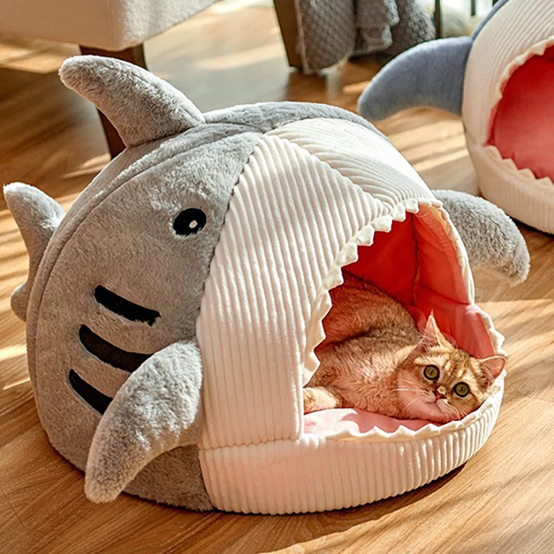 Warm Shark Cave Pet Bed