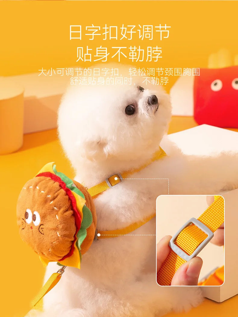 Burger & Fries Pet Leash Vest