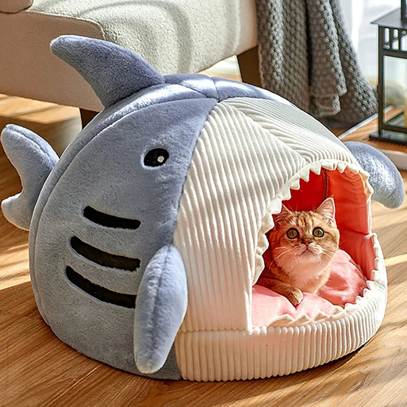 Warm Shark Cave Pet Bed
