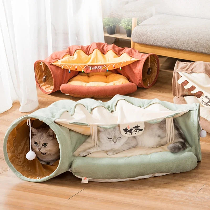 2-in-1 Cat Tunnel Bed