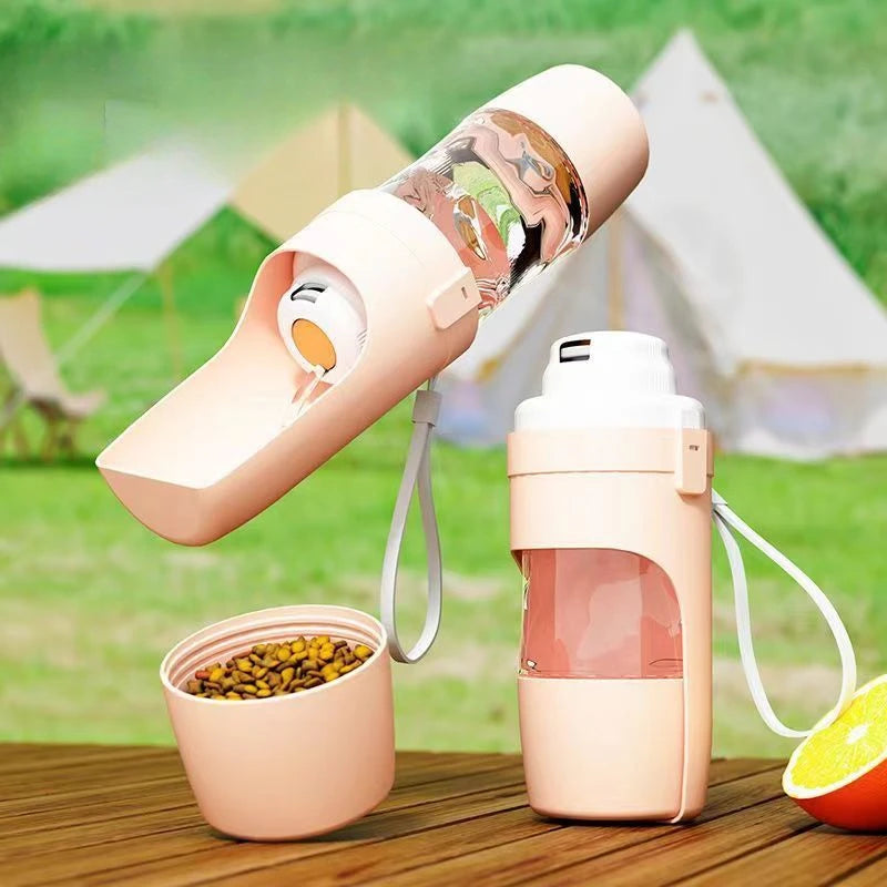 Portable Dog Water Bottle with Built-In Bowl